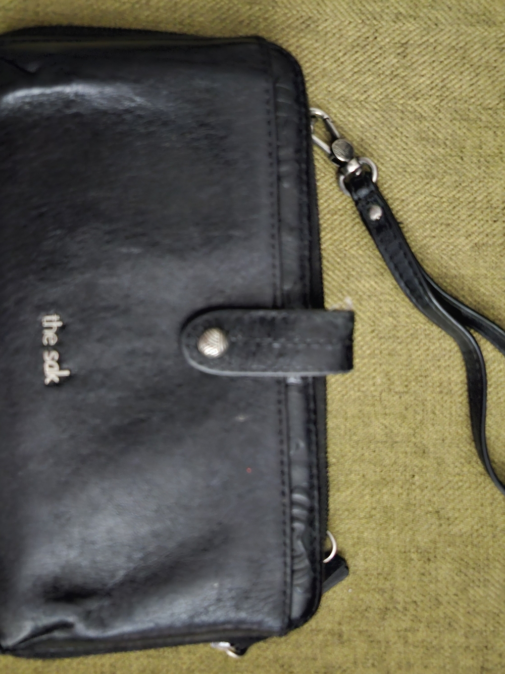 The Sak Black Leather Wristlet